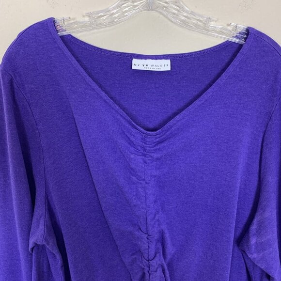 Bryn Walker Womens M Dress Tunic Purple Knit Lagenlook Minimalist Ruched Bamboo - Picture 9 of 15